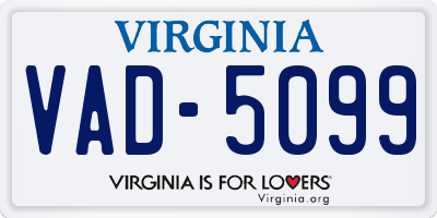 VA license plate VAD5099