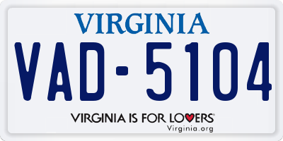 VA license plate VAD5104