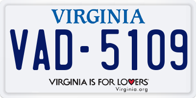 VA license plate VAD5109