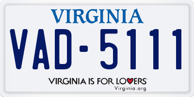 VA license plate VAD5111