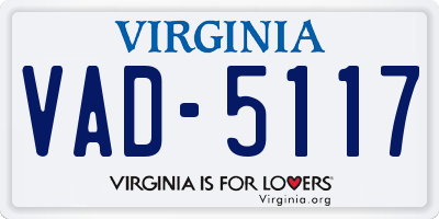 VA license plate VAD5117