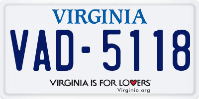 VA license plate VAD5118