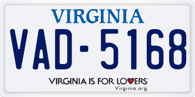 VA license plate VAD5168