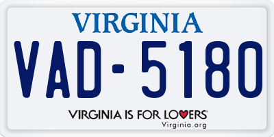 VA license plate VAD5180
