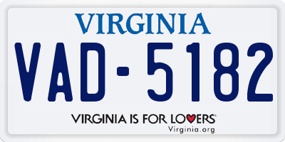 VA license plate VAD5182