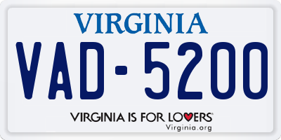 VA license plate VAD5200