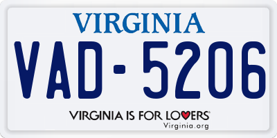 VA license plate VAD5206