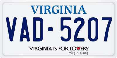 VA license plate VAD5207