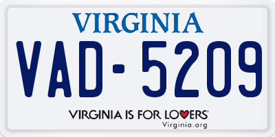 VA license plate VAD5209
