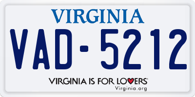 VA license plate VAD5212