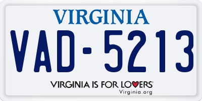 VA license plate VAD5213
