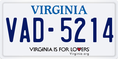 VA license plate VAD5214