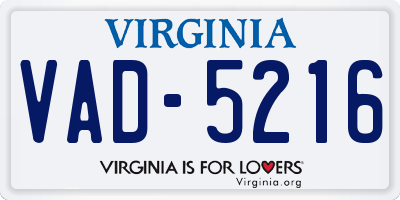 VA license plate VAD5216