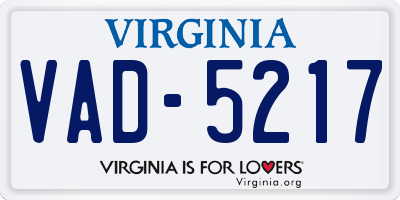 VA license plate VAD5217