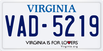 VA license plate VAD5219