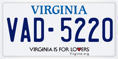 VA license plate VAD5220