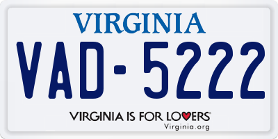 VA license plate VAD5222