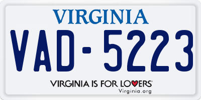 VA license plate VAD5223