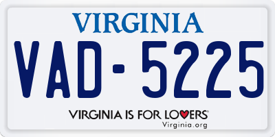 VA license plate VAD5225