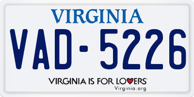 VA license plate VAD5226