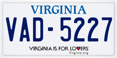 VA license plate VAD5227