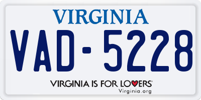 VA license plate VAD5228