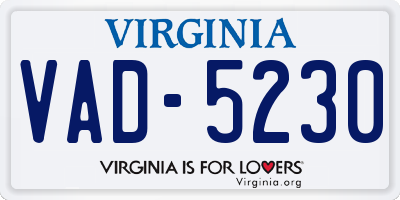 VA license plate VAD5230