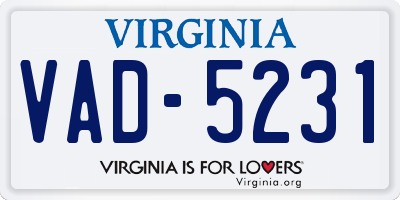 VA license plate VAD5231