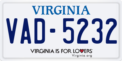 VA license plate VAD5232