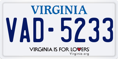 VA license plate VAD5233