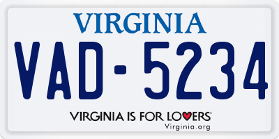 VA license plate VAD5234