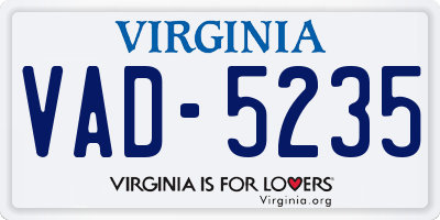 VA license plate VAD5235