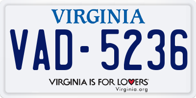 VA license plate VAD5236