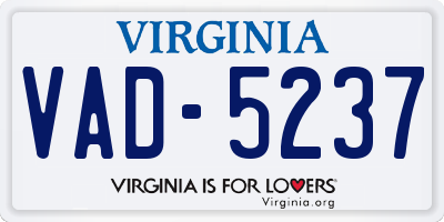 VA license plate VAD5237