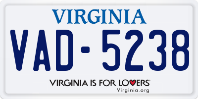 VA license plate VAD5238