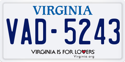 VA license plate VAD5243