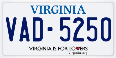 VA license plate VAD5250