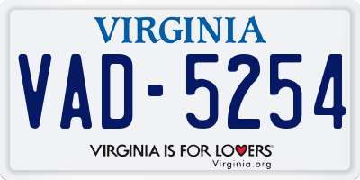 VA license plate VAD5254