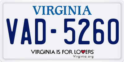 VA license plate VAD5260