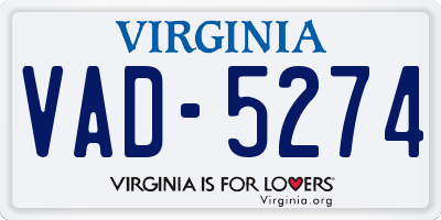VA license plate VAD5274