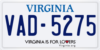 VA license plate VAD5275