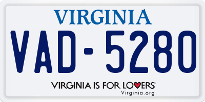 VA license plate VAD5280