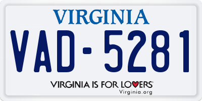 VA license plate VAD5281