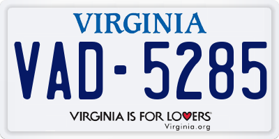 VA license plate VAD5285
