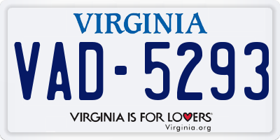 VA license plate VAD5293
