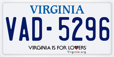 VA license plate VAD5296