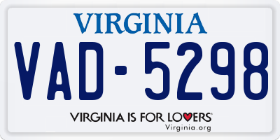 VA license plate VAD5298