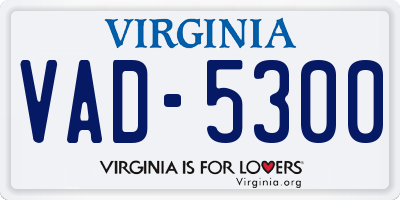 VA license plate VAD5300