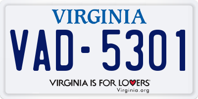 VA license plate VAD5301