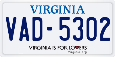 VA license plate VAD5302